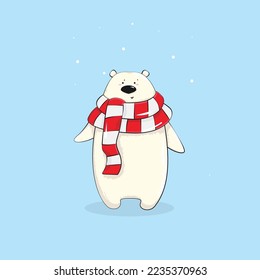 Christmas Polar bear, Merry Christmas illustrations of cute Polar bear with accessories like a knitted hats, sweaters, scarfs