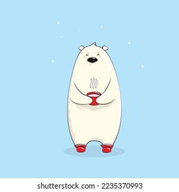 Christmas Polar bear, Merry Christmas illustrations of cute Polar bear with accessories like a knitted hats, sweaters, scarfs