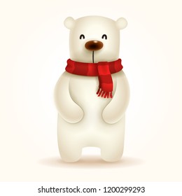 Christmas Polar Bear with Red Scarf.