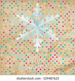 Christmas polka dot card with snowflake. EPS 10 vector file included