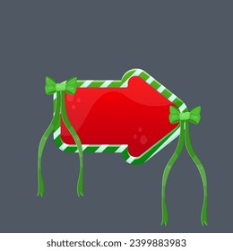 Christmas Pop Up Window Arrow With Green Bows Colorful Simple Cute Colorful On Blue Background Vector Design