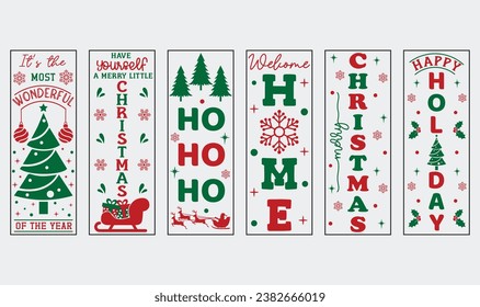 Christmas Porch Sign  vertical porch sign bundle for door and background Design