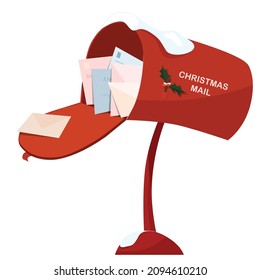 Christmas Post Box For Mails. Vector Illustration Eps10