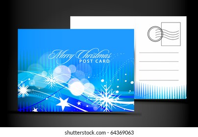 christmas post card, isolated on illustration background, vector illustration