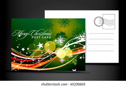 christmas post card, isolated on illustration background, vector illustration