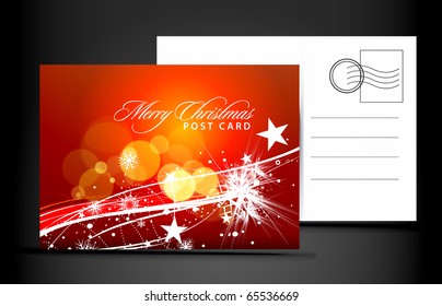 christmas post card, isolated on illustration background, vector illustration