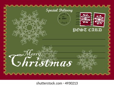christmas post card "special delivery" vector
