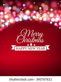 Christmas post card template. Designed text. Vector illustration.