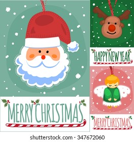 Christmas post card template. Vector illustration.