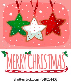 Christmas post card template. Vector illustration.