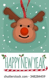 Christmas post card template. Vector illustration.