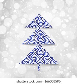 Christmas post card with tree. Vector