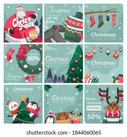 Christmas Post Feed For Social Media With Cartoon Style and Illustration