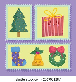 Weihnachtsstempel-Symbol-Set