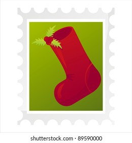 christmas post stamp isolated on white