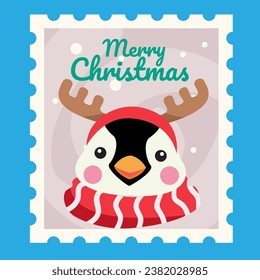 Christmas postage stamp with deer