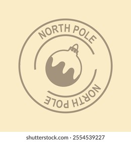 Christmas postage stamp. North pole. Vector