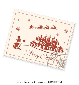 Christmas Postage Stamp On A White Background