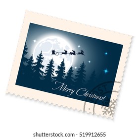 Christmas Postage Stamp On A White Background