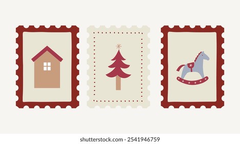 Christmas postage stamp vector clipart