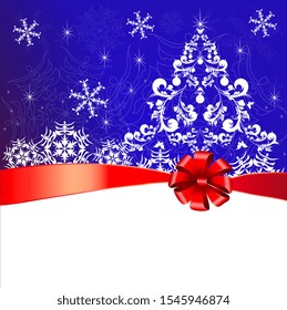 Christmas postal card red bow