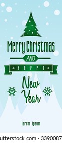 Christmas postcard or background template. Vector illustration. Merry christmas and Happy new year message