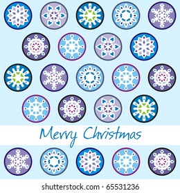christmas postcard with blue snowflakes. Vector illustration