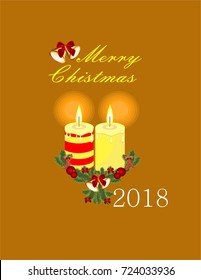 Christmas postcard Candles are burning