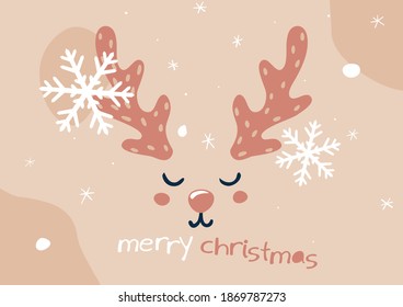 Christmas postcard with cute deer