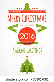 Christmas postcard decoration background. Vector illustration Eps 10. Happy new year message, Happy holidays 2016. Merry christmas.