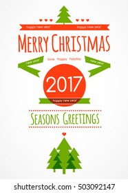 Christmas postcard decoration background. Vector illustration Eps 10. Happy new year message, Happy holidays 2017. Merry christmas.