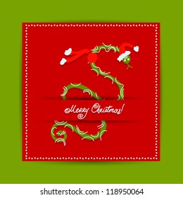 Christmas postcard design with snake, symbol of chinese new year 2013