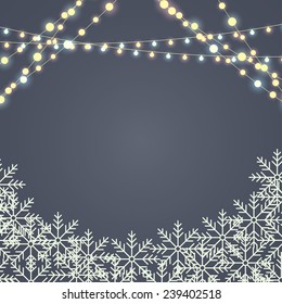 christmas postcard with garlands