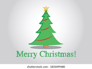 Christmas postcard with green fir and red garlands.