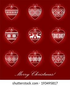 Christmas postcard with hearts