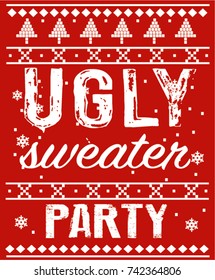 Christmas postcard with invitation on ugly sweater party