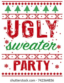 Christmas postcard with invitation on ugly sweater party