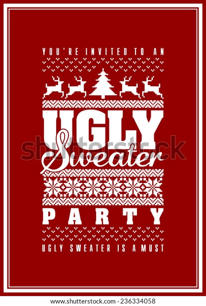 Christmas postcard with invitation on ugly sweater\
holiday party 