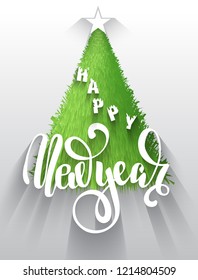 Christmas postcard with lettering "Happy New Year"