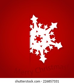 Christmas postcard with origami snowflake, vector illustration.