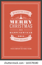 Christmas postcard ornament decoration Vector background.  Merry Christmas and Happy new year message, Happy holidays wish. 