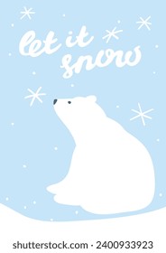Weihnachtspostkarte mit Eisbär