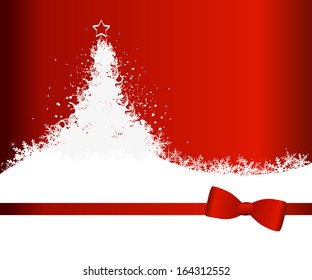 Christmas postcard with red bow