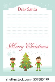 christmas postcard to santa with cartoon elfs