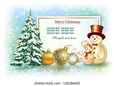 christmas postcard with snowman 2013