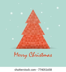 Christmas postcard template with christmas tree .Merry Christmas Typographical Design Elements. Vector illustration.