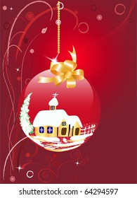 christmas postcard with toy and flower
