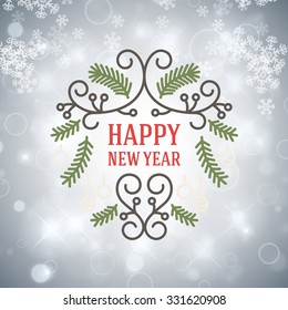 Christmas Postcard Typographic Merry Christmas and Happy New Year Badge. Vector Illustration