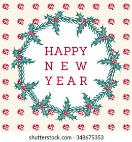 Christmas, postcard, vector, banner, text, frame, pattern,Christmas tree, pine tree, Holly, snow, snowflake, vintage, grunge