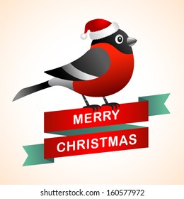Christmas postcard will bullfinch